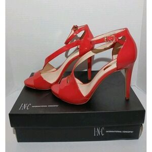 INC Concepts Suzi Platform Ankle Strap Heels Sandal Tangerine 9M NEW IN BOX#1364